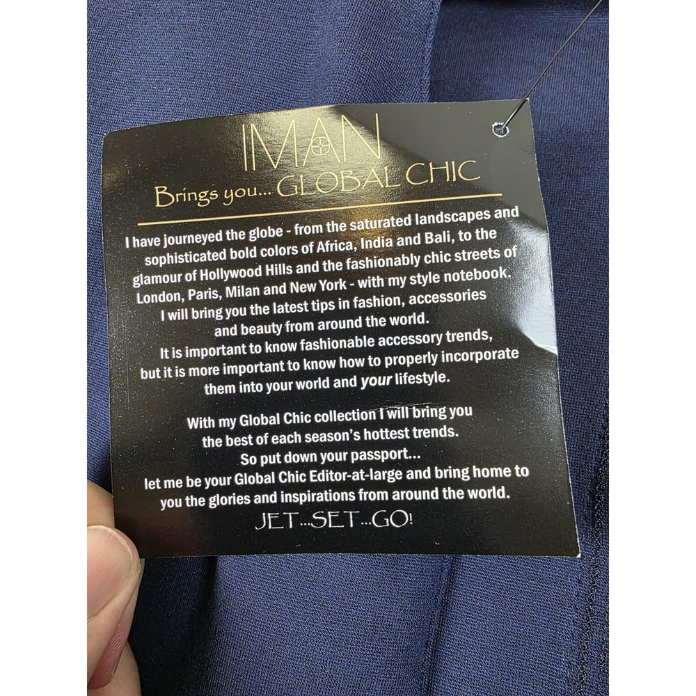 Iman Jacket Womens Small Navy Blue Convertible Gold Zip Off Stretch Open Blazer - Picture 11 of 16